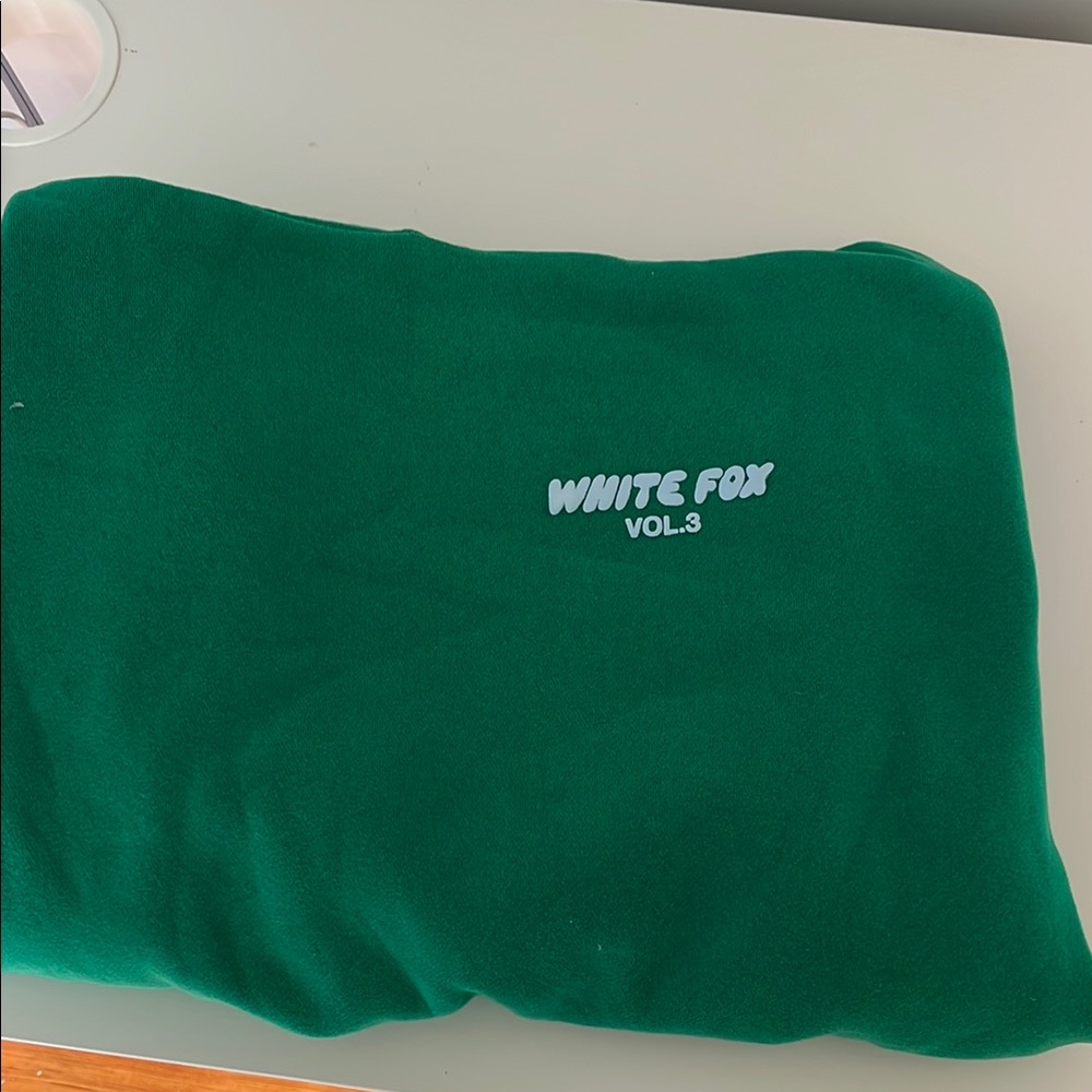 White Fox Green Fleece Hoodie